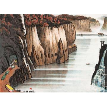 张凭国画山水红旗渠组画·穿越绝壁字画之家