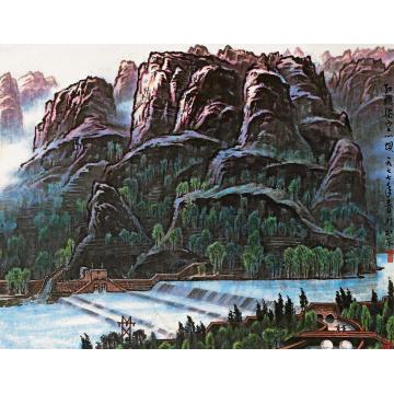 张凭国画山水红旗渠组画·空心坝字画之家