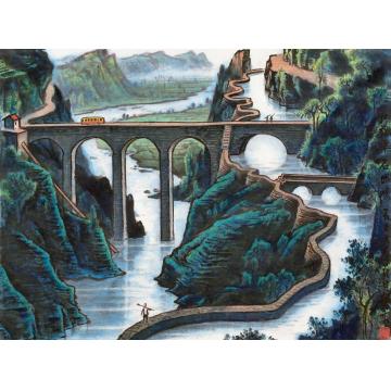 张凭国画山水红旗渠组画·天上银河字画之家