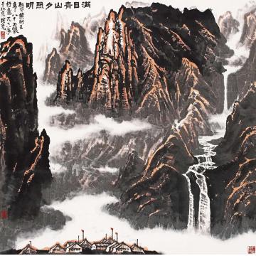 张凭国画山水满目青山夕照明字画之家