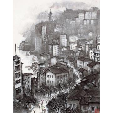 张凭国画山水万县街市字画之家