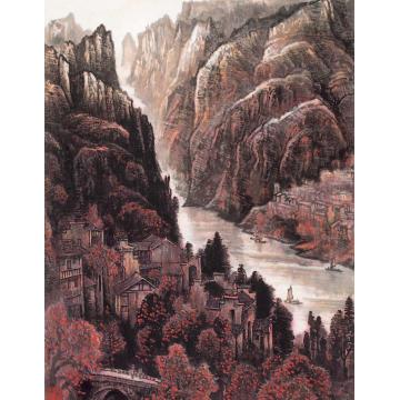 张凭国画山水峡江秋色字画之家