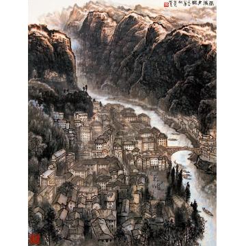 张凭国画山水巫溪夕照字画之家