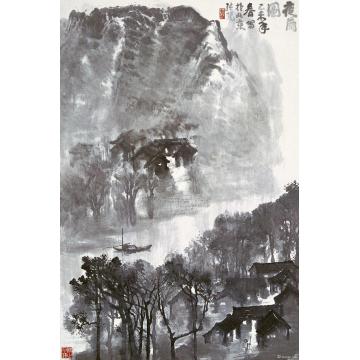张凭国画山水夜雨图字画之家