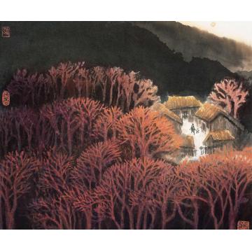 张凭国画山水红装素裹字画之家