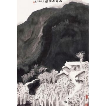 张凭国画山水山村雪霁图字画之家
