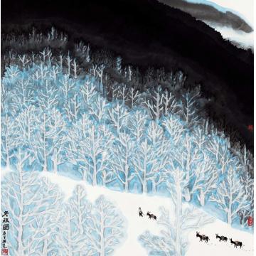 张凭国画山水冬旅图字画之家