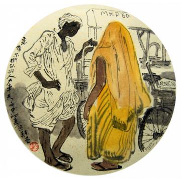 焦亚新国画人物人力车夫字画之家