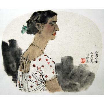 焦亚新国画人物印度少女字画之家
