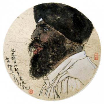 焦亚新国画人物印度男子字画之家