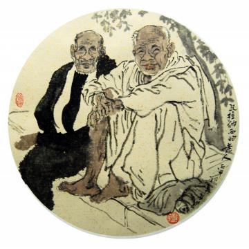 焦亚新国画人物瓦拉纳西的老人字画之家