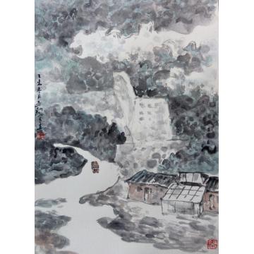 焦亚新国画山水2015年2月30日 在大别山仙人冲画家村的水墨写生之二字画之家
