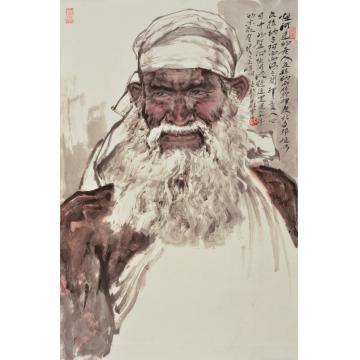 焦亚新国画人物恒河边的老人字画之家