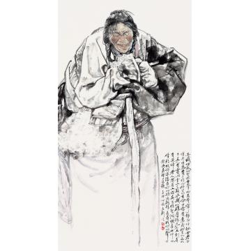焦亚新国画人物藏族老阿妈字画之家