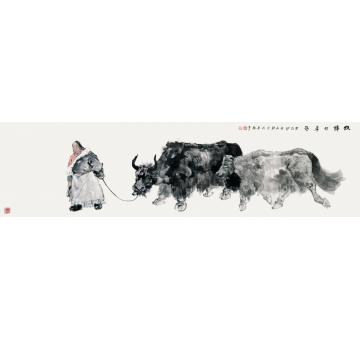 焦亚新国画人物牧归的卓玛字画之家