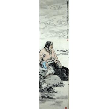 焦亚新国画人物遥望远方字画之家