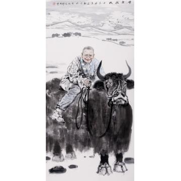 焦亚新国画人物雪原放牧字画之家