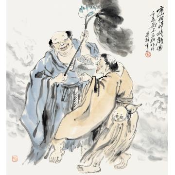 焦亚新国画人物和合二仙字画之家