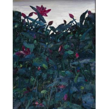 卢新华油画花鸟夏荷晨露字画之家