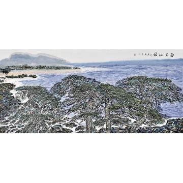 严家宽国画山水海岸松风字画之家