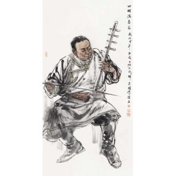 周荣生国画人物四胡演奏家字画之家