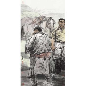 周荣生国画人物八月牧场字画之家