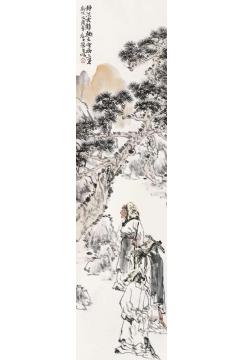 周荣生古风四条屏之一 静淡云鹤趣字画之家