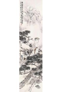 周荣生古风四条屏之一 倚树听流泉字画之家