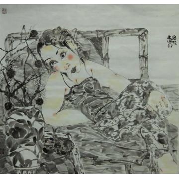 毛宗泽国画人物倦字画之家