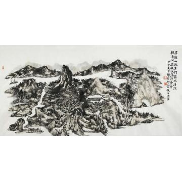方辉国画山水屋后山疏秀字画之家