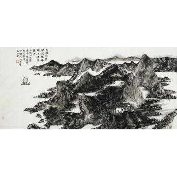 方辉国画山水溪山远渡字画之家