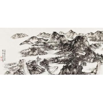 方辉国画山水水落秋宇字画之家