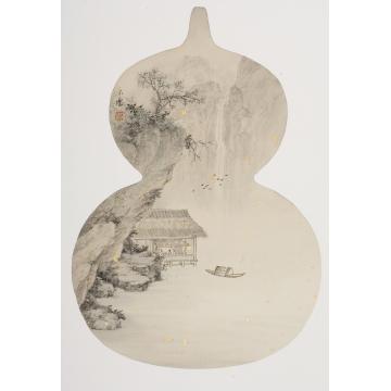 任大庆国画山水听泉雅弈字画之家