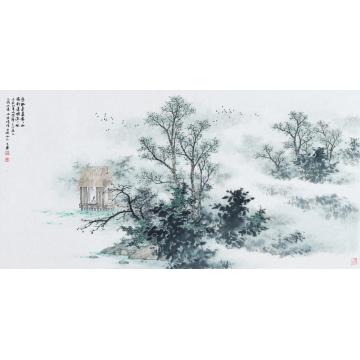 任大庆国画山水独对莲塘淡淡风字画之家