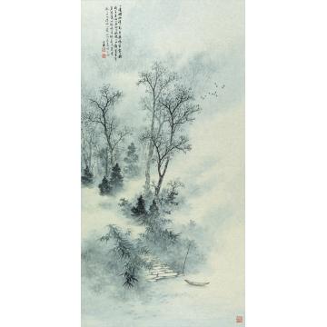 任大庆国画山水一溪烟雨深深见字画之家