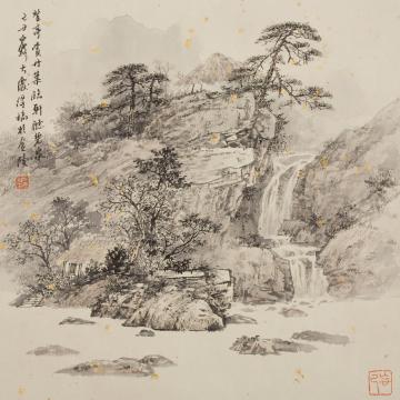 任大庆国画山水临轩听碧泉字画之家