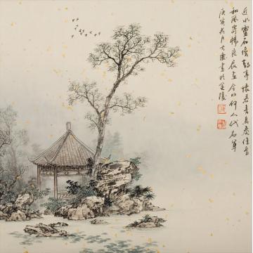 任大庆国画山水鹤亭寄畅字画之家