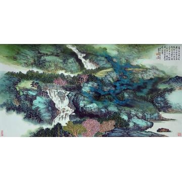 陈强国画山水屏风九叠云锦张字画之家