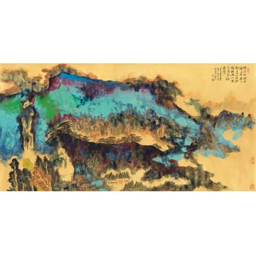 陈强国画山水峰前千涧玉潺潺字画之家