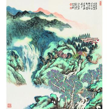 陈强国画山水喦泉叠翠洞庭山60×68 cm2015年字画之家
