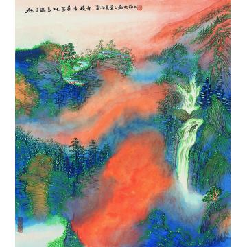 陈强国画山水旭日照高林60×68 cm2015年字画之家