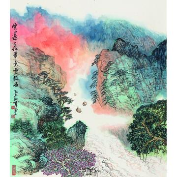 陈强国画山水晓色云开东流去60×68 cm2015年字画之家