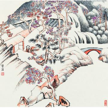 陈强国画山水夏浅更胜春50×50 cm2015年字画之家