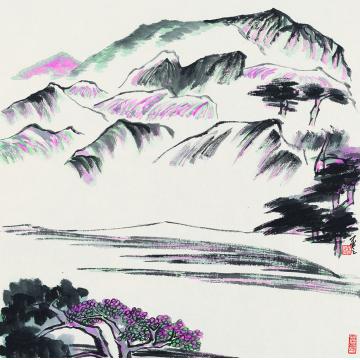 陈强国画山水五色山野秀50×50 cm2015年字画之家