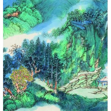陈强国画山水首夏犹清和28×272 cm2015年局部2字画之家