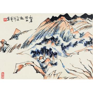 陈强国画山水秋浓陌上起27×38 cm2014年字画之家