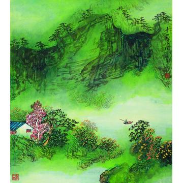 陈强国画山水青山绿水间60×68 cm2015年字画之家