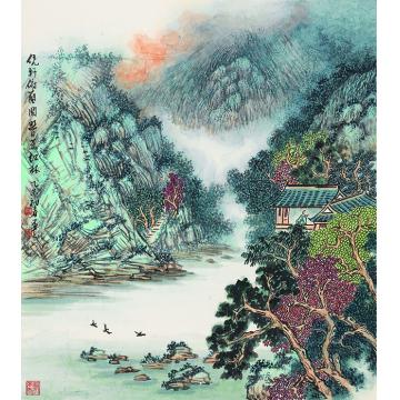 陈强国画山水春日幽谷深60×68 cm2015年字画之家