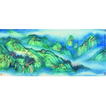 陈强国画山水碧树入云际60×136 cm2015年字画之家