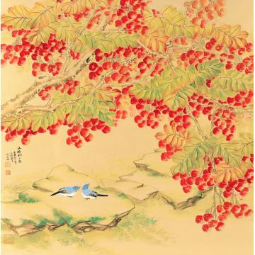 何百明国画花鸟山楂树之恋字画之家